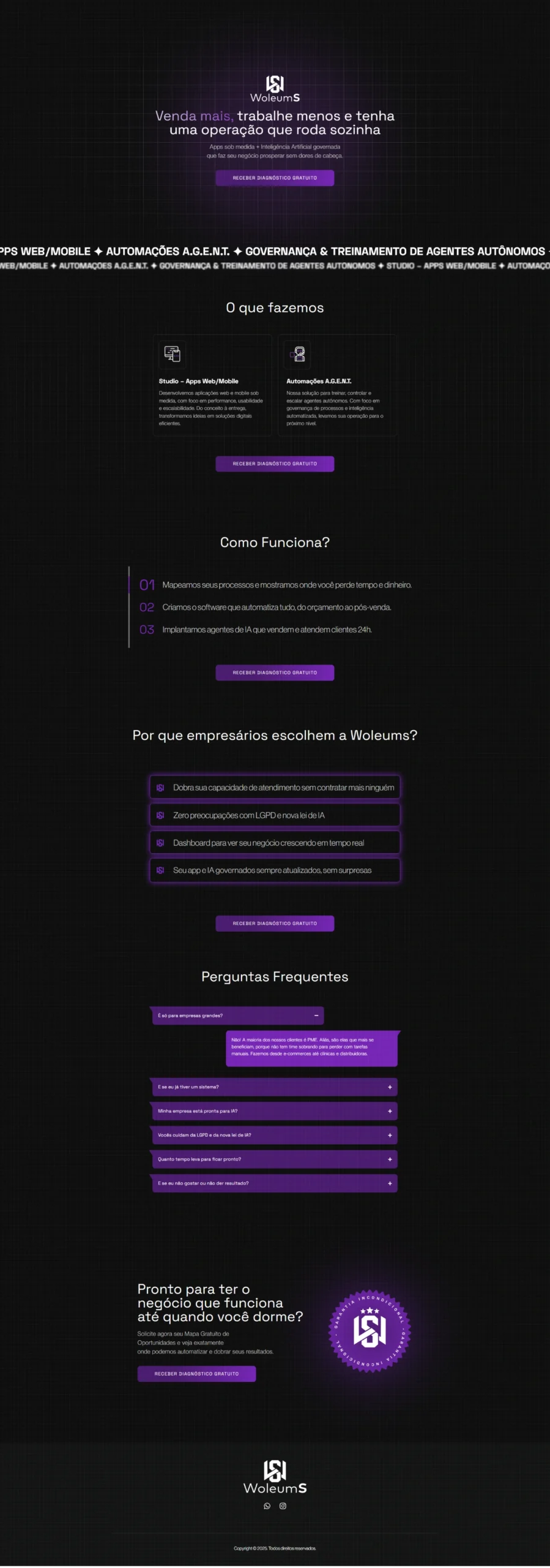 Imagem do website Woleums que é uma Landing Page