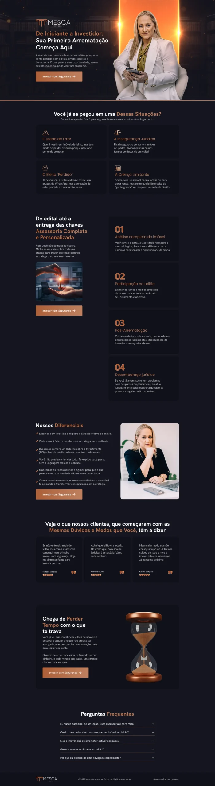 Imagem do website Taciana Mesca que é uma Landing Page